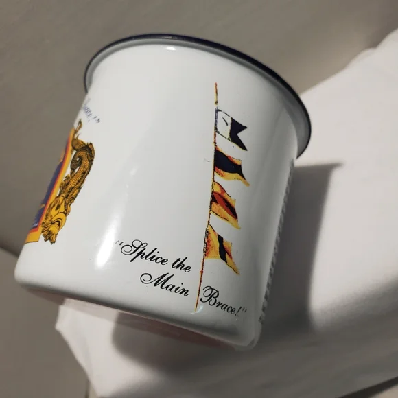 Pusser's Rum British Navy Promotional Enameled Mug Good to The Last Drop Flags - Picture 2 of 5